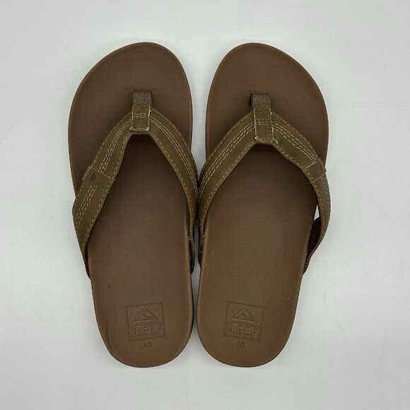 Reef Kids Cushion Phantom Brown Faux Leather Slip-on Thong Sandals Youth Size 4 - Picture 6 of 10